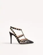 Valentino Rockstud Lace Pump With Straps 100Mm